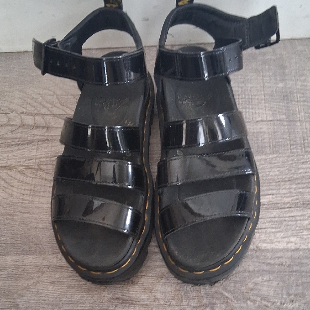 Dr. Martens Black Blaire Patent Leather Strap Sandals US 7 Womens - Picture 6 of 12